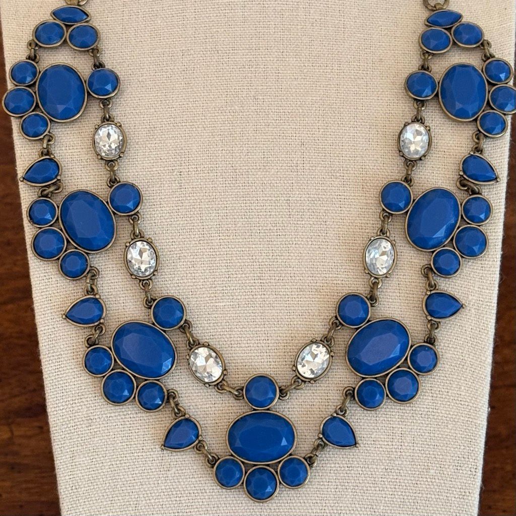 JCrew Resin And Rhinestone Layer Necklace 21 Length 20$